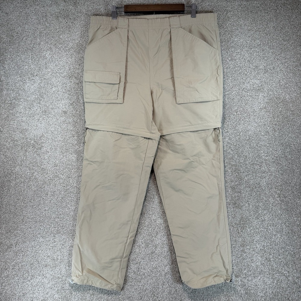 Lands End Womens Convertible Gorpcore Cargo Hiking Pants Khaki Ripstop M *Flaws